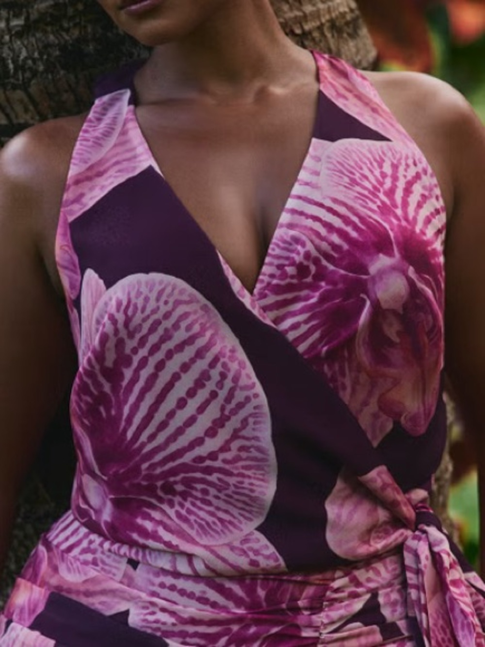 Eloquii Purple Floral Wrap Halter Top